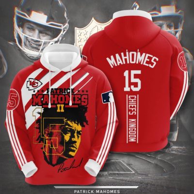NFL Kansas City Chiefs Patrick Mahomes II Red White Stripes Pullover Hoodie