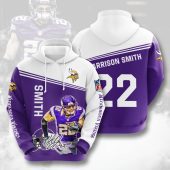 NFL Minnesota Vikings Harrison Smith Purple White Pullover Hoodie