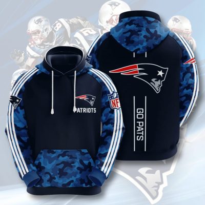 NFL New England Patriots Blue Camo Pullover Hoodie