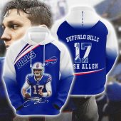 NFL Buffalo Bills Josh Allen Blue White Pullover Hoodie