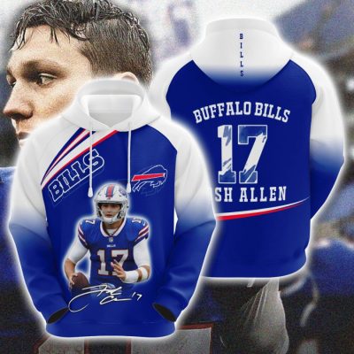 NFL Buffalo Bills Josh Allen Blue White Pullover Hoodie