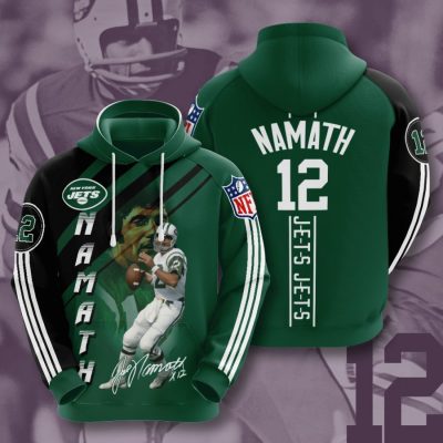 NFL New York Jets Joe Namath Green Black Stripes Pullover Hoodie