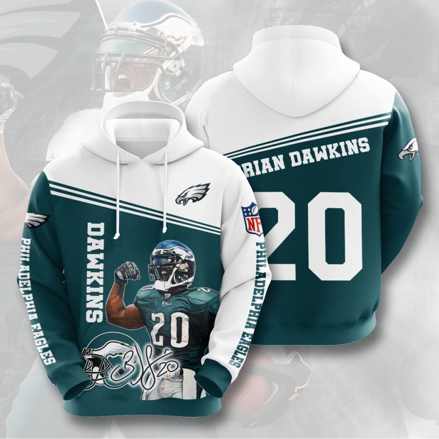 NFL Philadelphia Eagles Brian Dawkins Green White Pullover Hoodie NFL Philadelphia Eagles Brian Dawkins Green White Pullover Hoodie