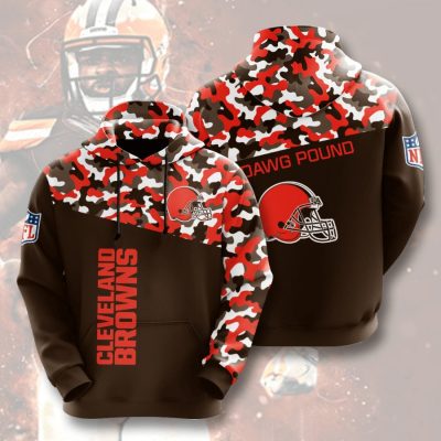 NFL Cleveland Browns Dark Brown Orange Camo Pullover Hoodie