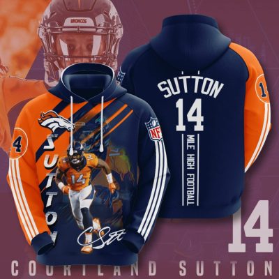 NFL Denver Broncos Courtland Sutton Orange Navy Pullover Hoodie