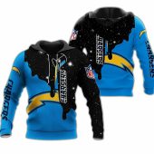 NFL Los Angeles Chargers Blue Black Pullover Hoodie V11