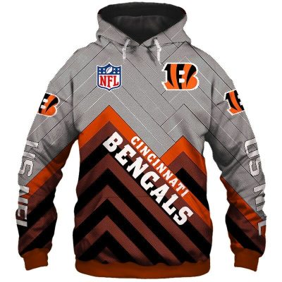 NFL Cincinnati Bengals Grey Orange Pullover Hoodie