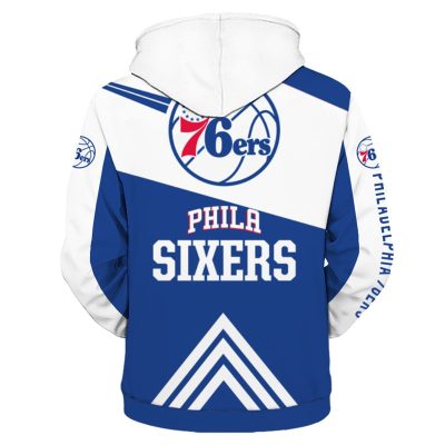 NBA Philadelphia 76ers Blue White Pullover Hoodie V2