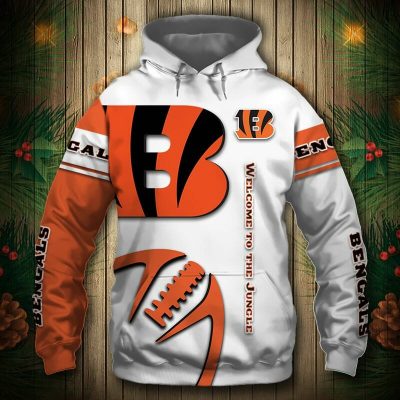 NFL Cincinnati Bengals White Orange Pullover Hoodie V2
