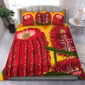 Australia Aboriginal Bedding Set - Aboriginal Dot Art Of Australian Native Banksia Flower Bedding Set