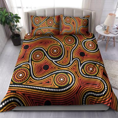 Australia Aboriginal Inspired Bedding Set - Aboriginal Connection Concept Artwork