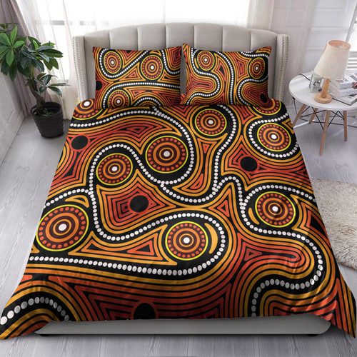 Australia Aboriginal Inspired Bedding Set - Aboriginal Connection Concept Artwork Australia Aboriginal Inspired Bedding Set - Aboriginal Connection Concept Artwork