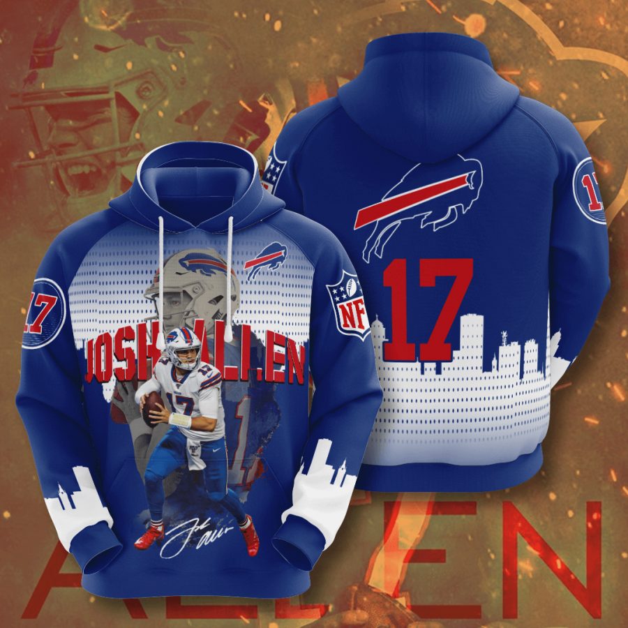 NFL Buffalo Bills Josh Allen Blue Pullover Hoodie NFL Buffalo Bills Josh Allen Blue Pullover Hoodie