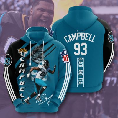NFL Jacksonville Jaguars Calais Campbell Teal Black Stripes Pullover Hoodie