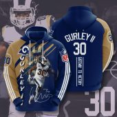 NFL Los Angeles Rams Todd Gurley Blue Gold Stripes Pullover Hoodie