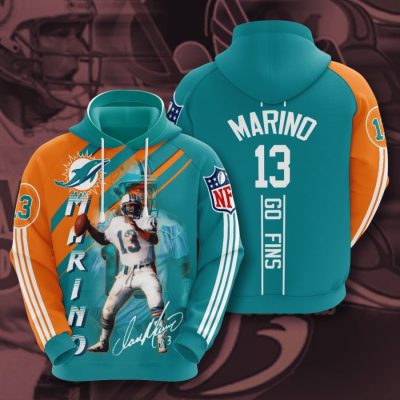 NFL Miami Dolphins Dan Marino Aqua Orange Stripes Pullover Hoodie