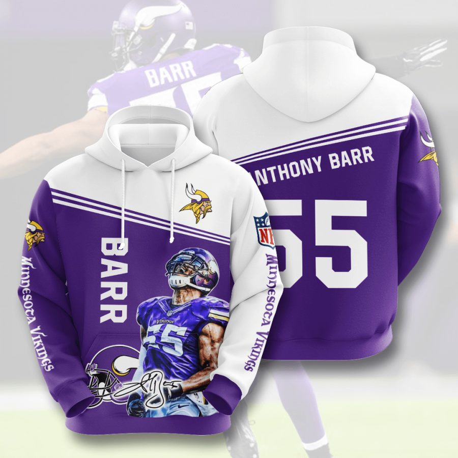 NFL Minnesota Vikings Anthony Barr Purple White Pullover Hoodie NFL Minnesota Vikings Anthony Barr Purple White Pullover Hoodie