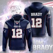 NFL New England Patriots Tom Brady Blue Silver Pullover Hoodie