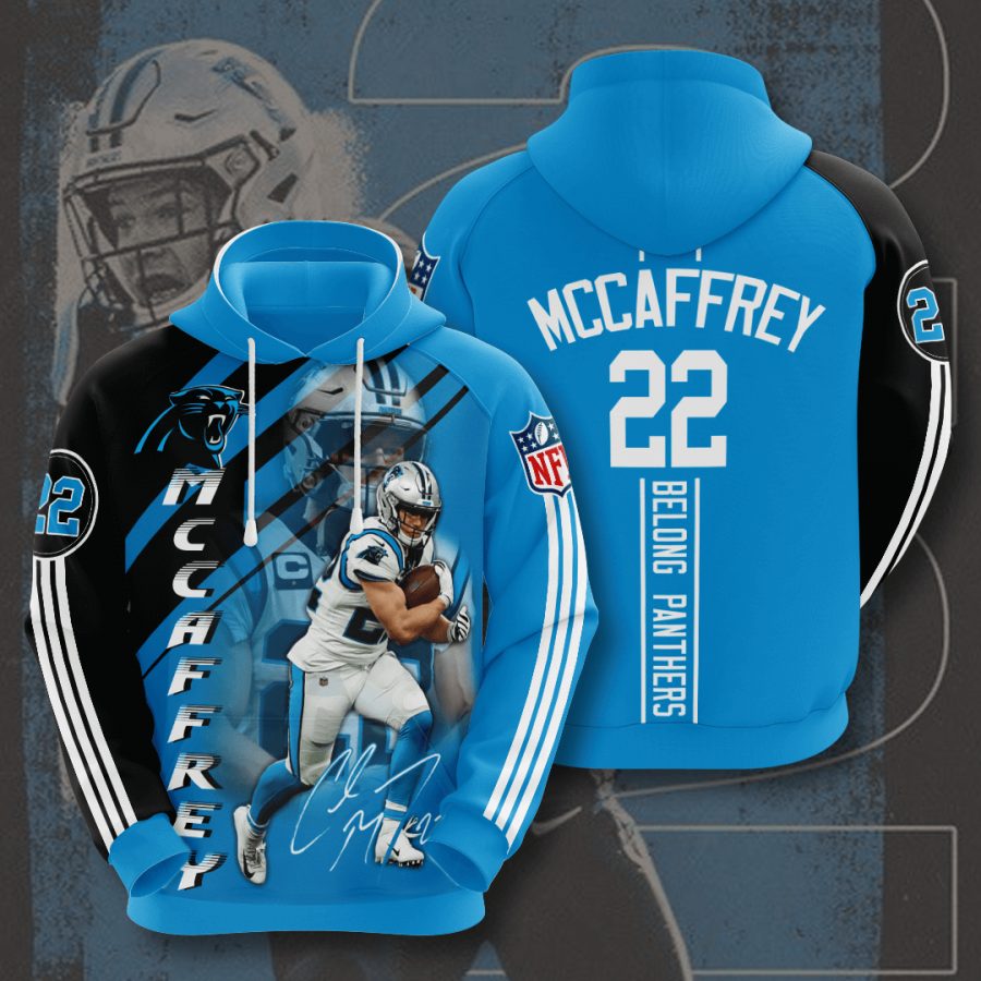 NFL Carolina Panthers Christian McCaffrey Panther Blue Black Pullover Hoodie NFL Carolina Panthers Christian McCaffrey Panther Blue Black Pullover Hoodie