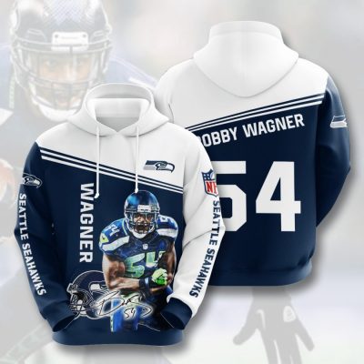 NFL Seattle Seahawks Bobby Wagner Navy White Pullover Hoodie