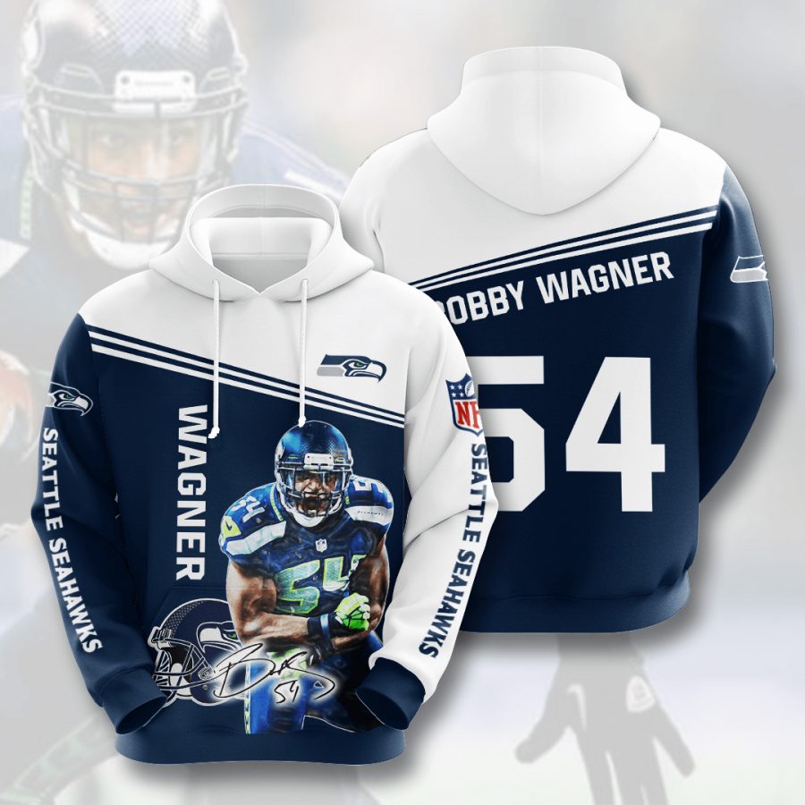 NFL Seattle Seahawks Bobby Wagner Navy White Pullover Hoodie NFL Seattle Seahawks Bobby Wagner Navy White Pullover Hoodie
