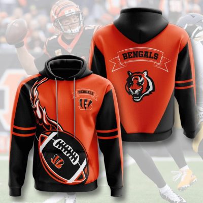 NFL Cincinnati Bengals Orange Fire Pullover Hoodie