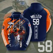 NFL Denver Broncos Von Miller Orange Navy Pullover Hoodie