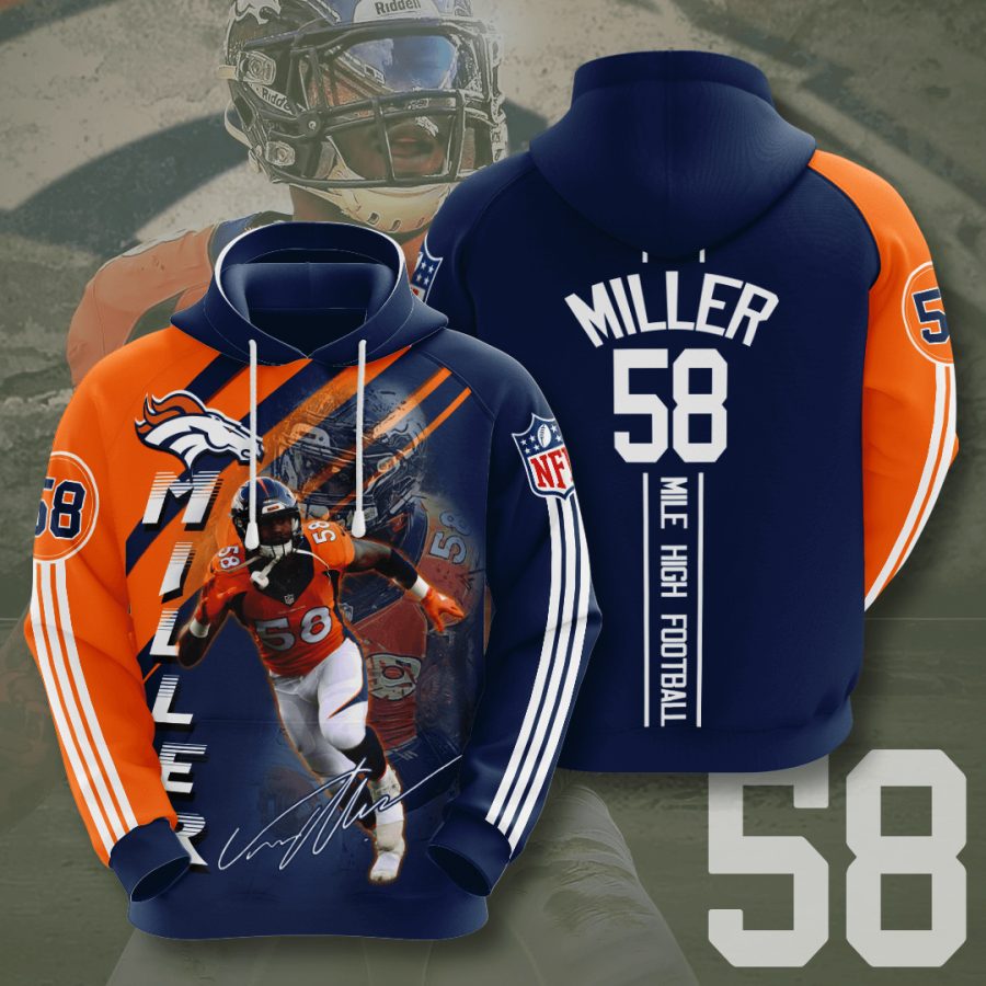 NFL Denver Broncos Von Miller Orange Navy Pullover Hoodie NFL Denver Broncos Von Miller Orange Navy Pullover Hoodie