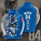 NFL Detroit Lions Herman Moore Honolulu Blue Silver Pullover Hoodie