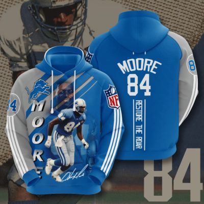 NFL Detroit Lions Herman Moore Honolulu Blue Silver Pullover Hoodie