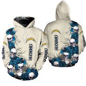 NFL Los Angeles Chargers Creamy Blue Skull Pullover Hoodie