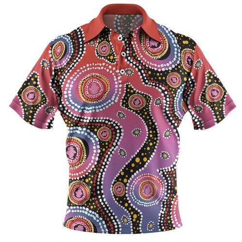Australia Aboriginal Polo Shirt - Aboriginal Background Featuring Dot Design Polo Shirt Australia Aboriginal Polo Shirt - Aboriginal Background Featuring Dot Design Polo Shirt