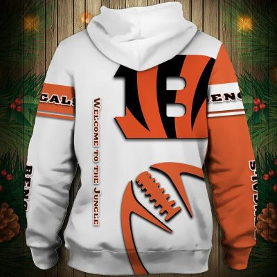 NFL Cincinnati Bengals White Orange Pullover Hoodie V2