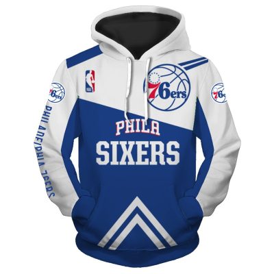 NBA Philadelphia 76ers Blue White Pullover Hoodie V2