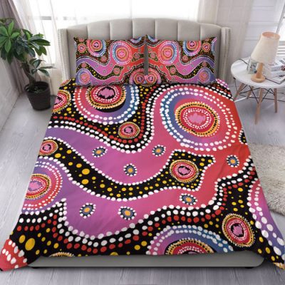 Australia Aboriginal Bedding Set - Aboriginal Background Featuring Dot Design Bedding Set