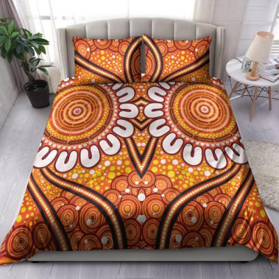 Australia Aboriginal Inspired Bedding Set - Aboriginal Connection Concept Artwork 07