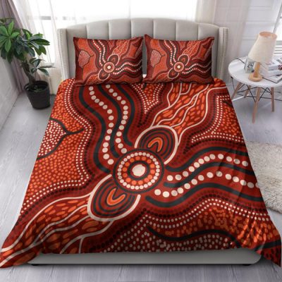 Australia Aboriginal Inspired Bedding Set - River Aboiginal Inspired Dot Painting Style