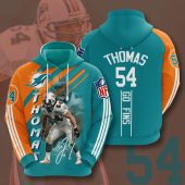 NFL Miami Dolphins Zach Thomas Aqua Orange Stripes Pullover Hoodie