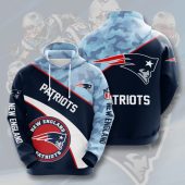 NFL New England Patriots Blue Silver Camo Pullover Hoodie