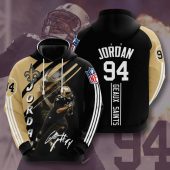 NFL New Orleans Saints Cameron Jordan Old Gold Black Stripes Pullover Hoodie
