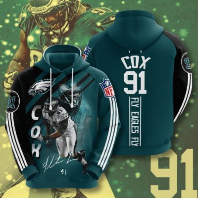 NFL Philadelphia Eagles Fletcher Cox Green Black Stripes Pullover Hoodie