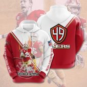 NFL San Francisco 49ers George Kittle Red White Pullover Hoodie