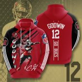 NFL Tampa Bay Buccaneers Chris Godwin Red Pewter Stripes Pullover Hoodie