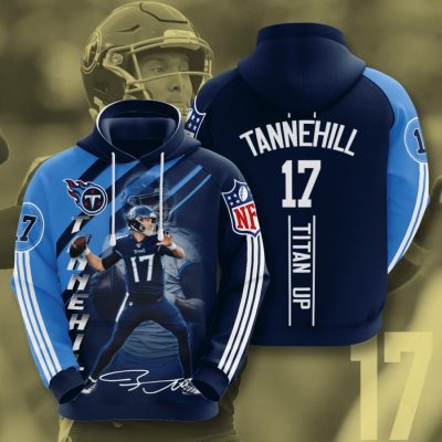 NFL Tennessee Titans Ryan Tannehill Navy Titans Blue Stripes Pullover Hoodie