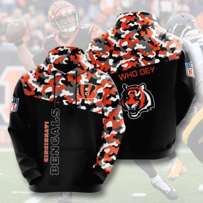 NFL Cincinnati Bengals Orange Black Camo Pullover Hoodie