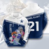 NFL Dallas Cowboys Ezekiel Elliott Blue White Pullover Hoodie V2