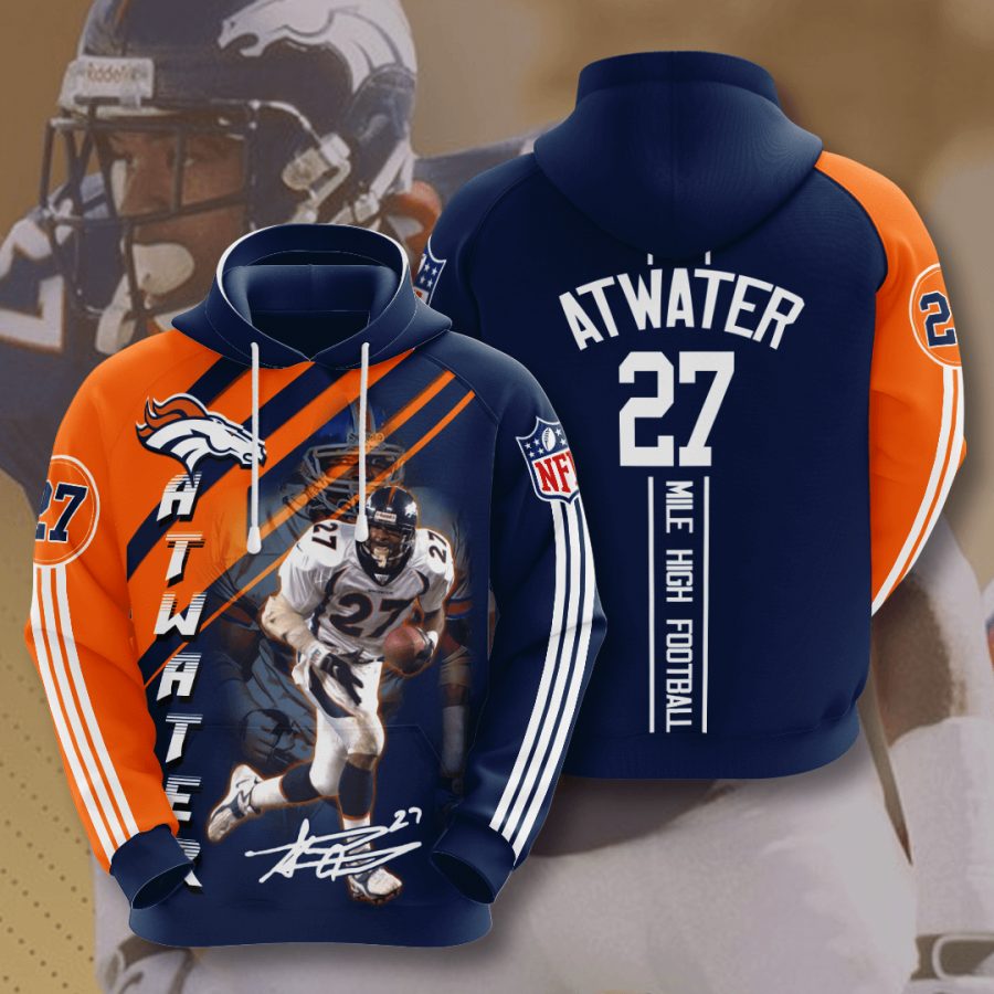 NFL Denver Broncos Steve Atwater Orange Navy Pullover Hoodie NFL Denver Broncos Steve Atwater Orange Navy Pullover Hoodie