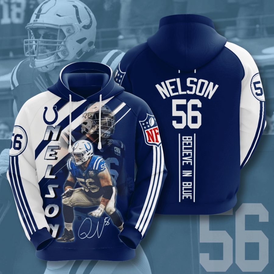 NFL Indianapolis Colts Quenton Nelson Blue White Stripes Pullover Hoodie NFL Indianapolis Colts Quenton Nelson Blue White Stripes Pullover Hoodie