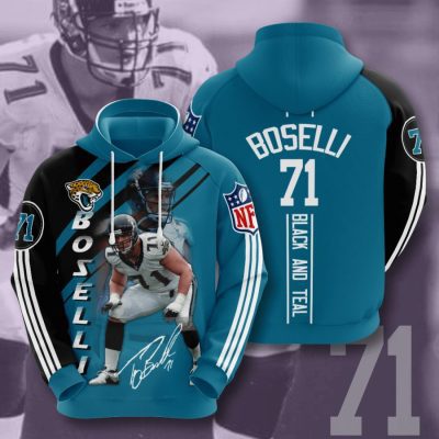 NFL Jacksonville Jaguars Tony Boselli Teal Black Stripes Pullover Hoodie