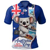 Australia Polo Shirt Happy Australia Day Koala With Pictures Of Famous Places